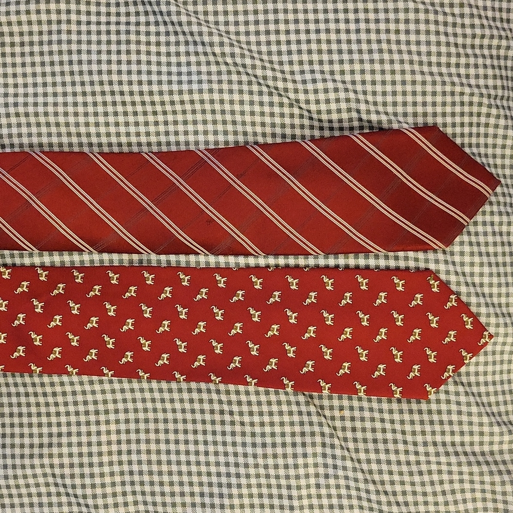 2 red ties: Jos. A. Bank and Dockers